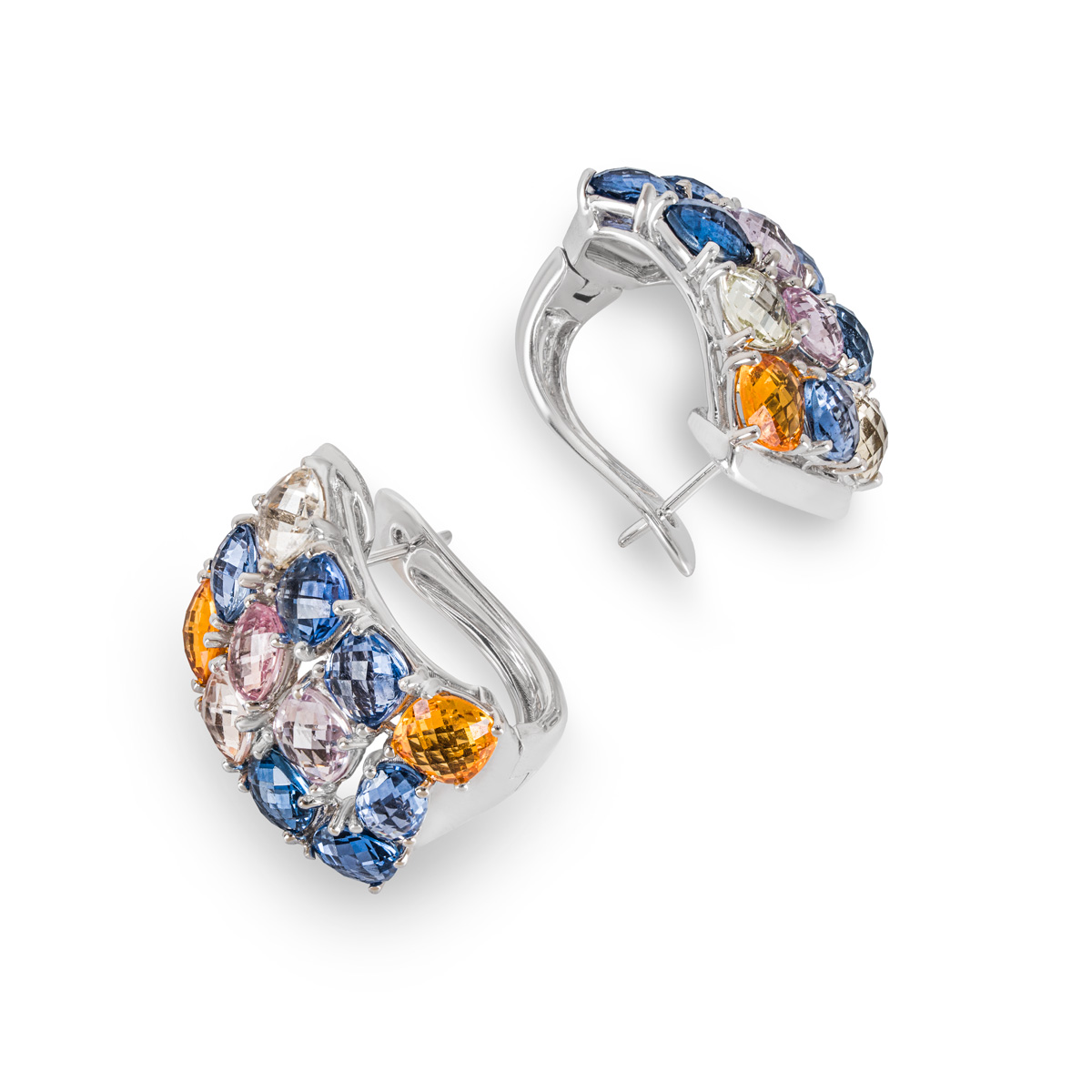 White Gold Multi Coloured Sapphire Earrings